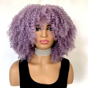 Curly Lilac Purple “Put On & Go” Premium Fiber Cosplay/Event or Daily Wear Wig